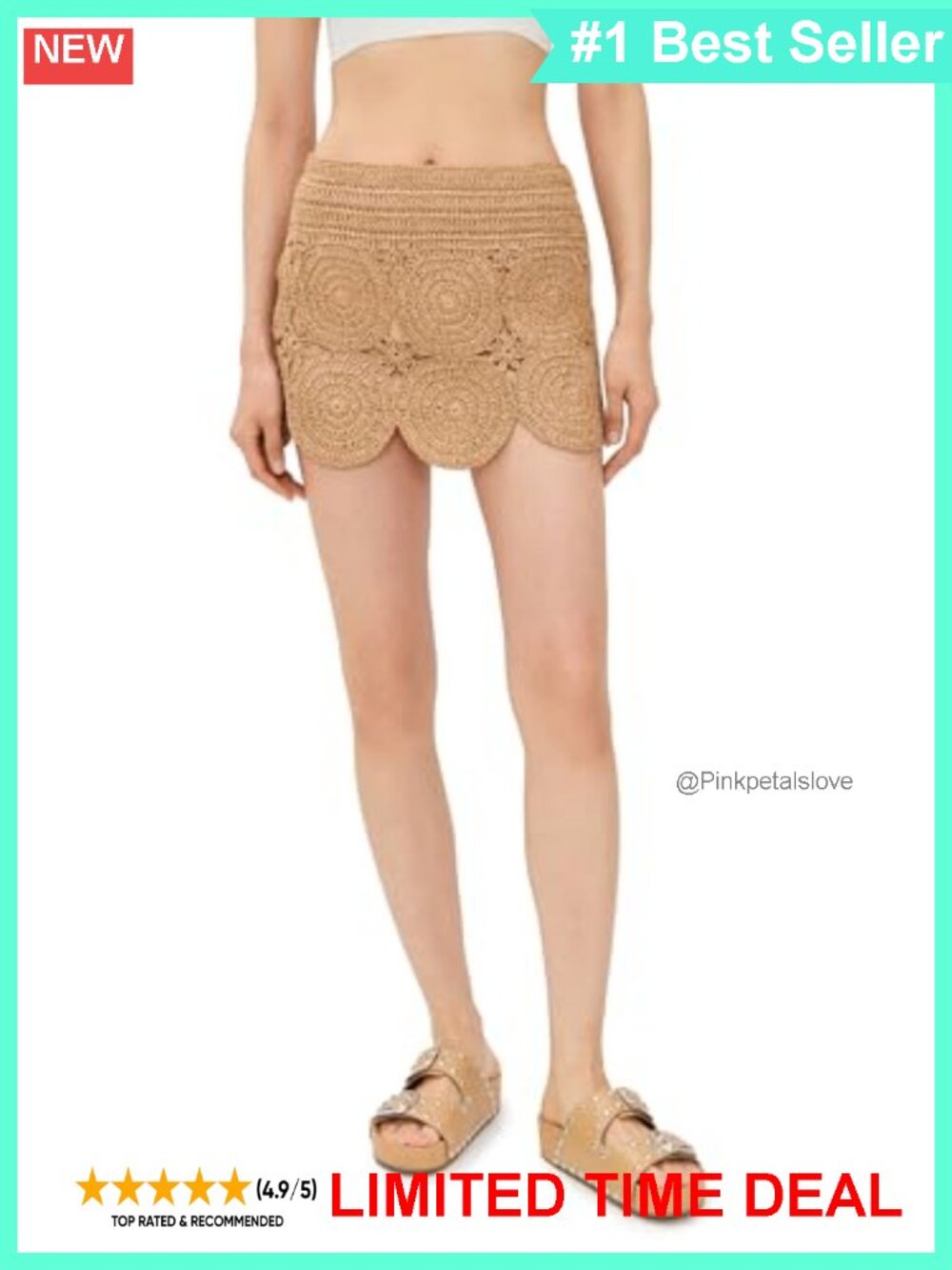 Mid-Weight Crochet Mini Skirt with Cutout Design and Geometric Pattern